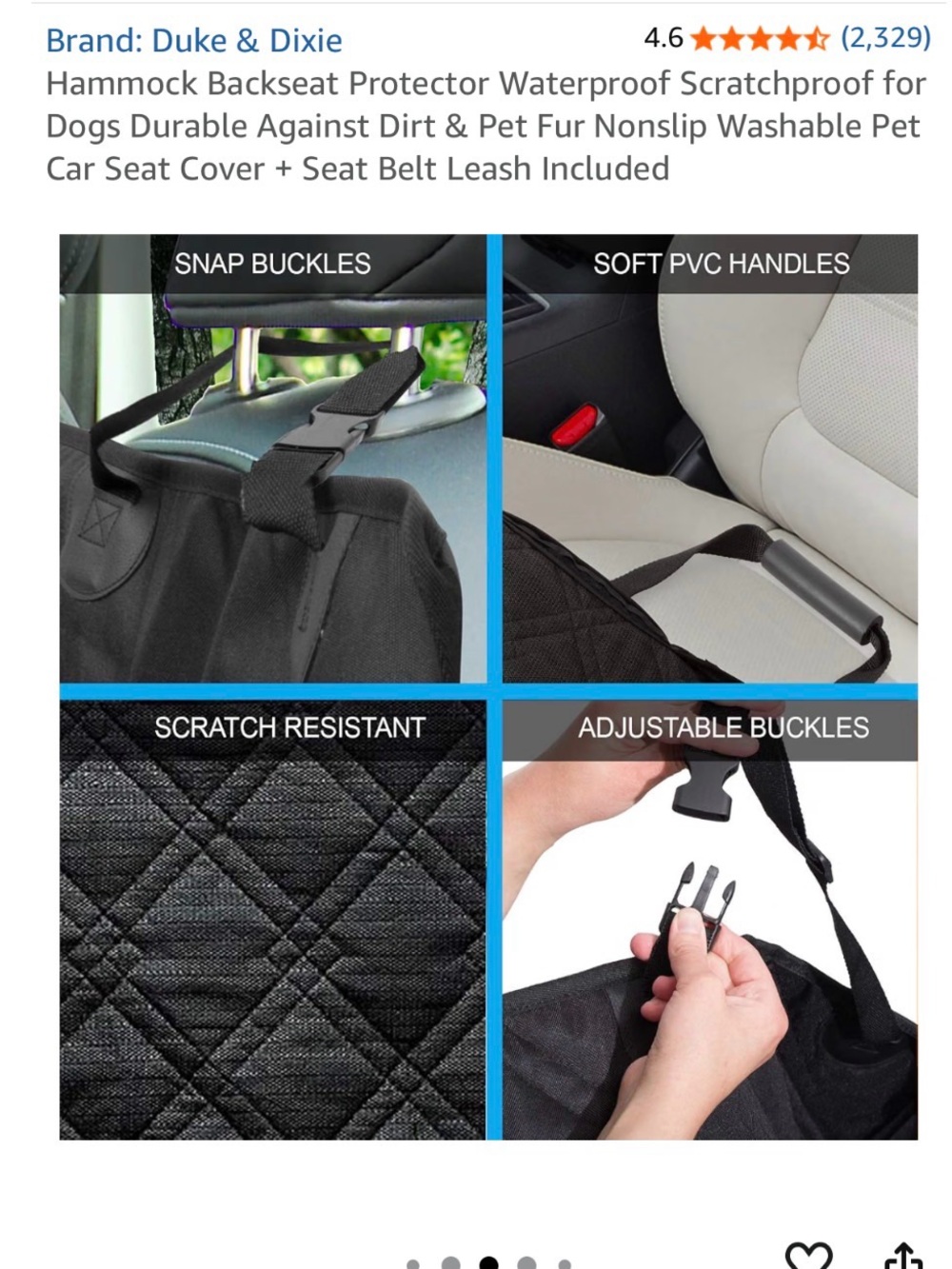 Duke & Dixie USED Black Waterproof Hammock Backseat Car Cover